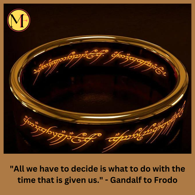 "All we have to decide is what to do with the time that is given us." - Gandalf to Frodo