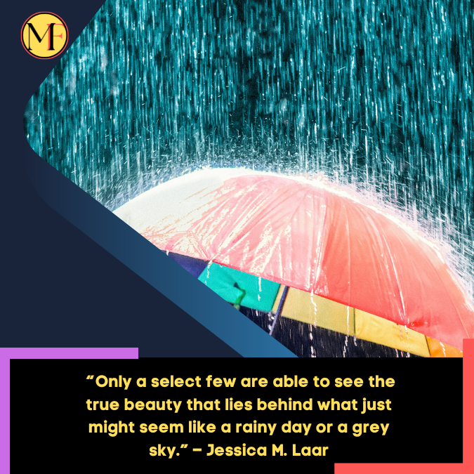 _“Only a select few are able to see the true beauty that lies behind what just might seem like a rainy day or a grey sky.” – Jessica M. Laar