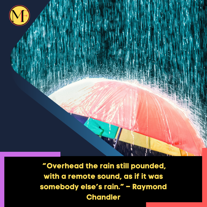 _“Overhead the rain still pounded, with a remote sound, as if it was somebody else’s rain.” – Raymond Chandler