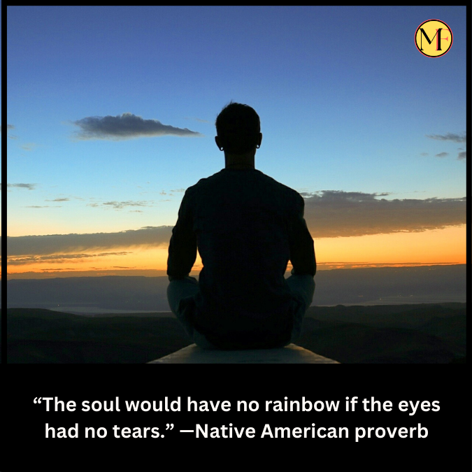 “The soul would have no rainbow if the eyes had no tears.” —Native American proverb