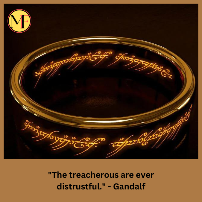 "The treacherous are ever distrustful." - Gandalf