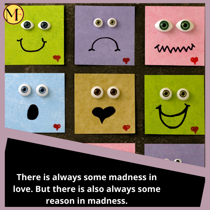 There is always some madness in love. But there is also always some reason in madness.