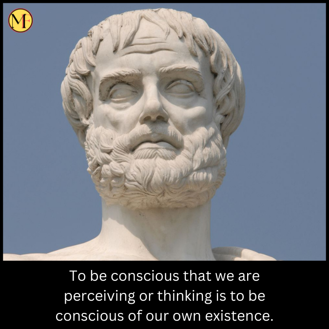 To be conscious that we are perceiving or thinking is to be conscious of our own existence.