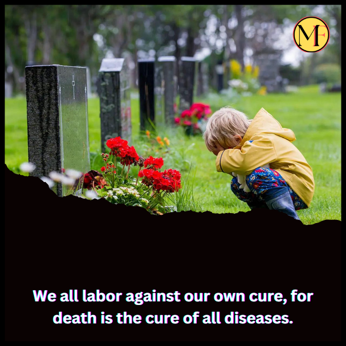 We all labor against our own cure, for death is the cure of all diseases.