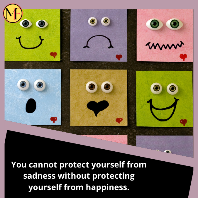 You cannot protect yourself from sadness without protecting yourself from happiness.