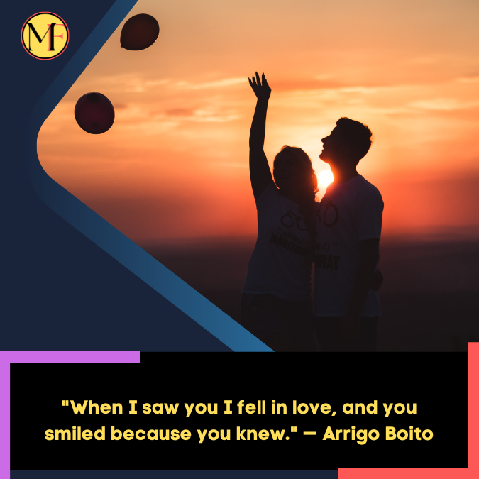 When I saw you I fell in love, and you smiled because you knew. — Arrigo Boito