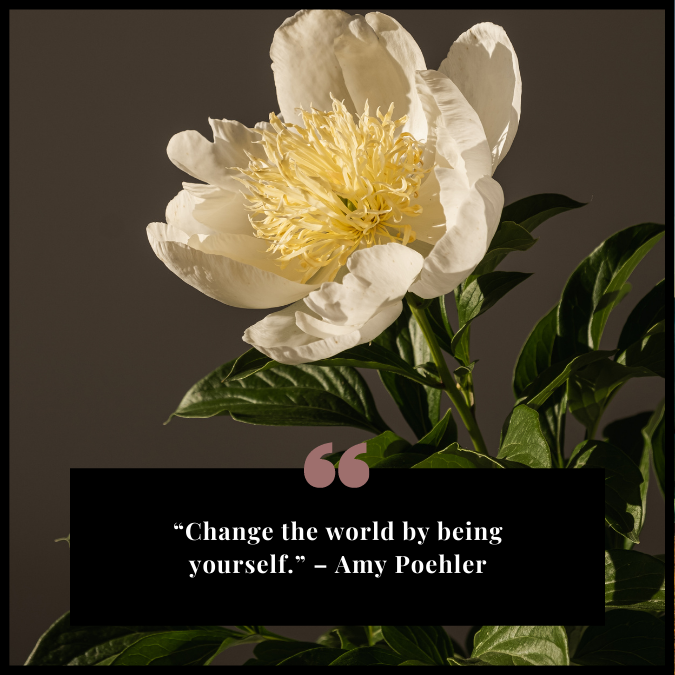 “Change the world by being yourself.” – Amy Poehler