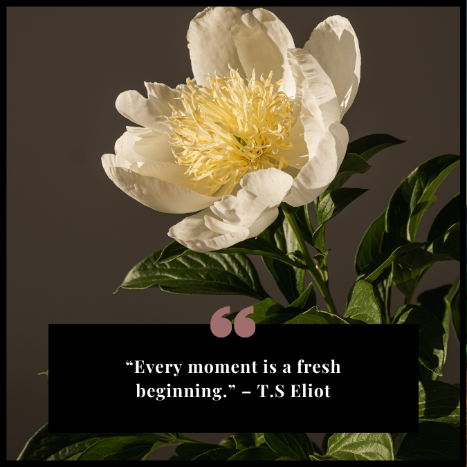 “Every moment is a fresh beginning.” – T.S Eliot