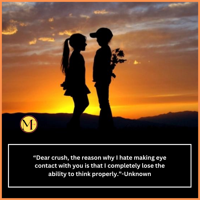  “Dear crush, the reason why I hate making eye contact with you is that I completely lose the ability to think properly.”-Unknown