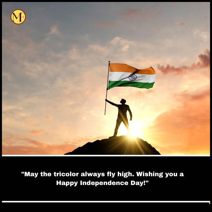 "May the tricolor always fly high. Wishing you a Happy Independence Day!"